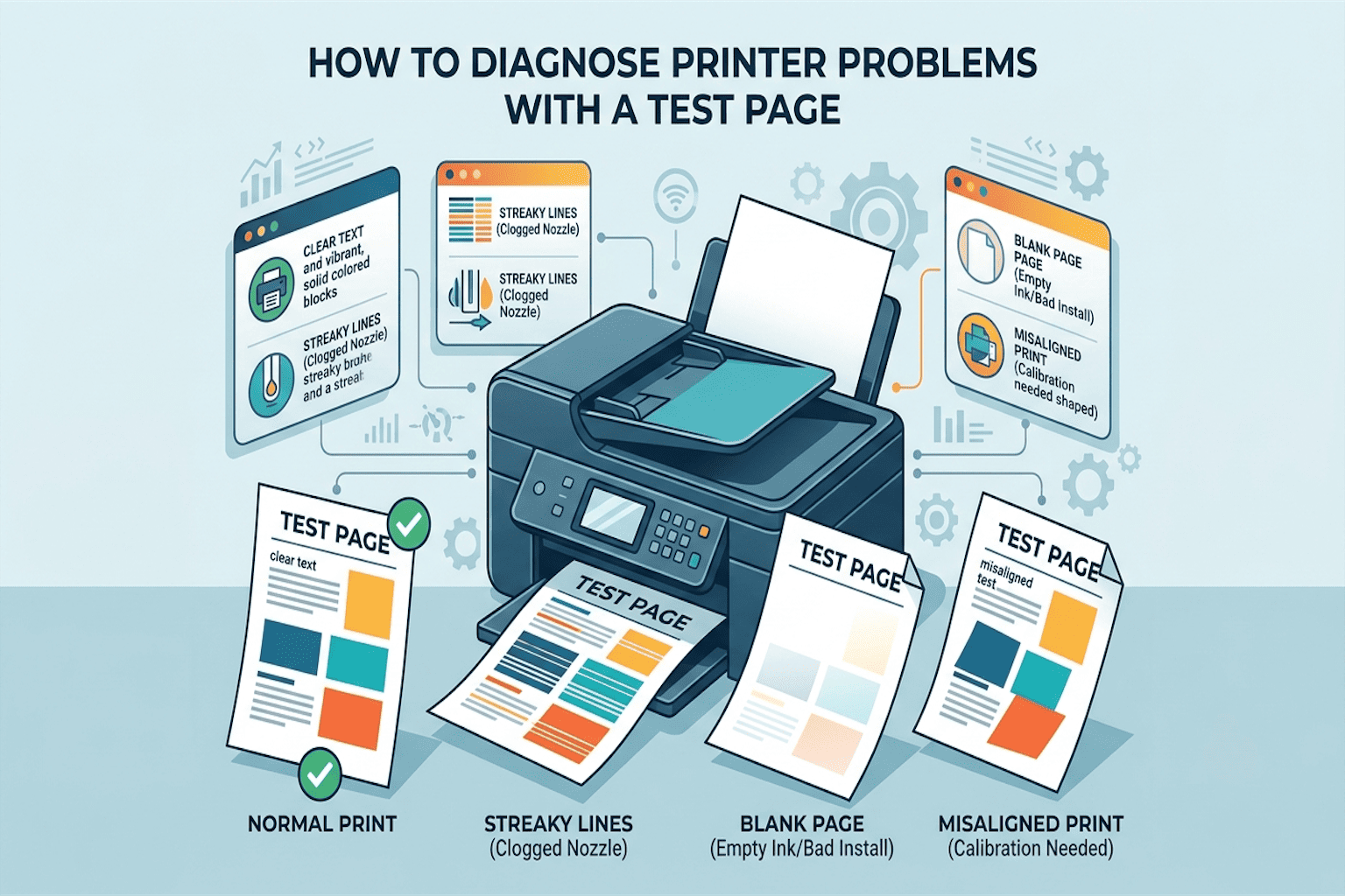 How to Diagnose Printer Problems With a Test Page