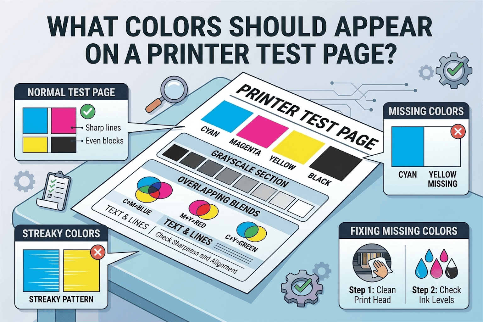 What Colors Should Appear on a Printer Test Page?