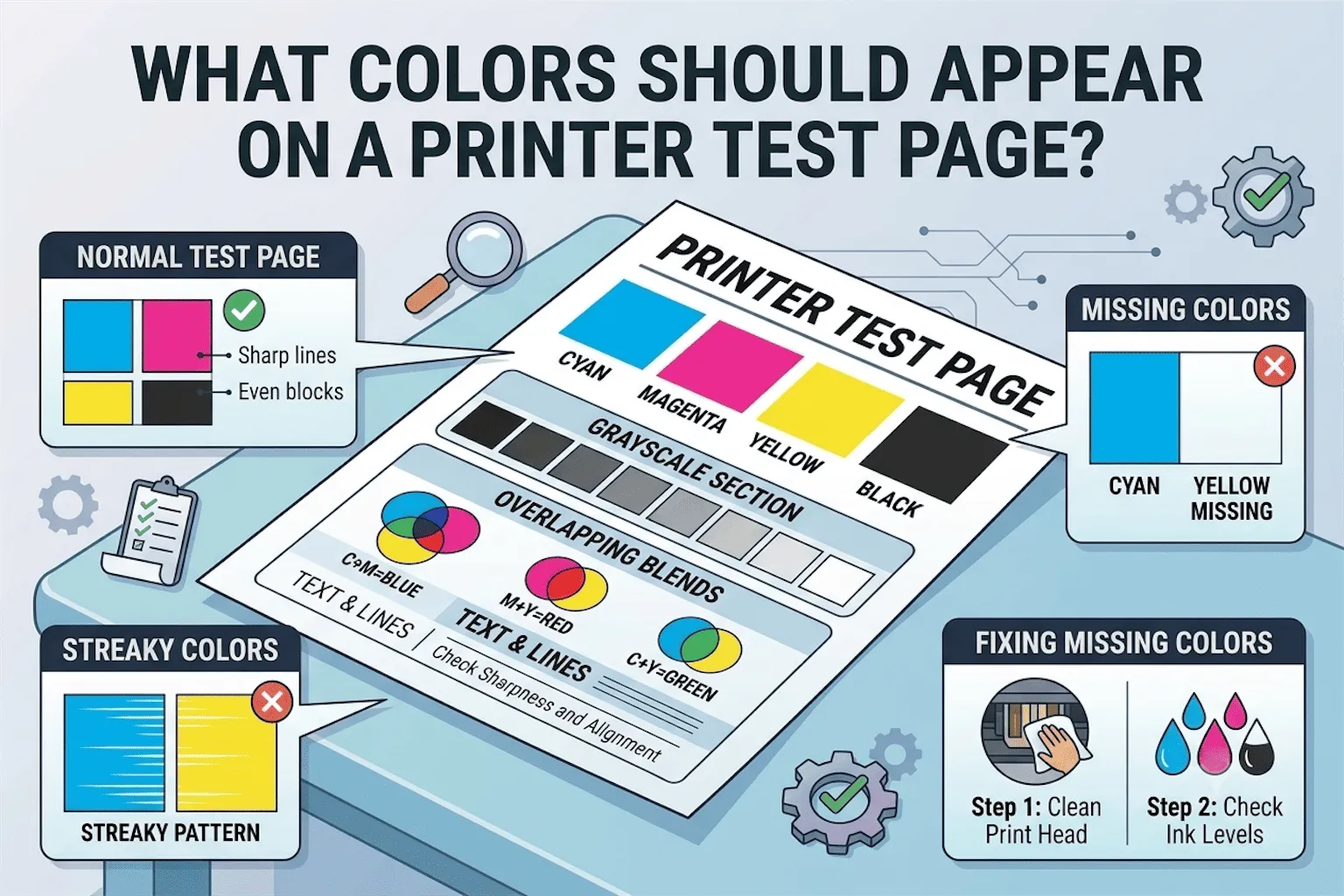 What Colors Should Appear on a Printer Test Page