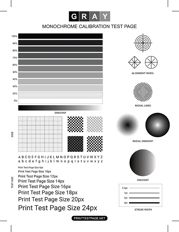 black white test page